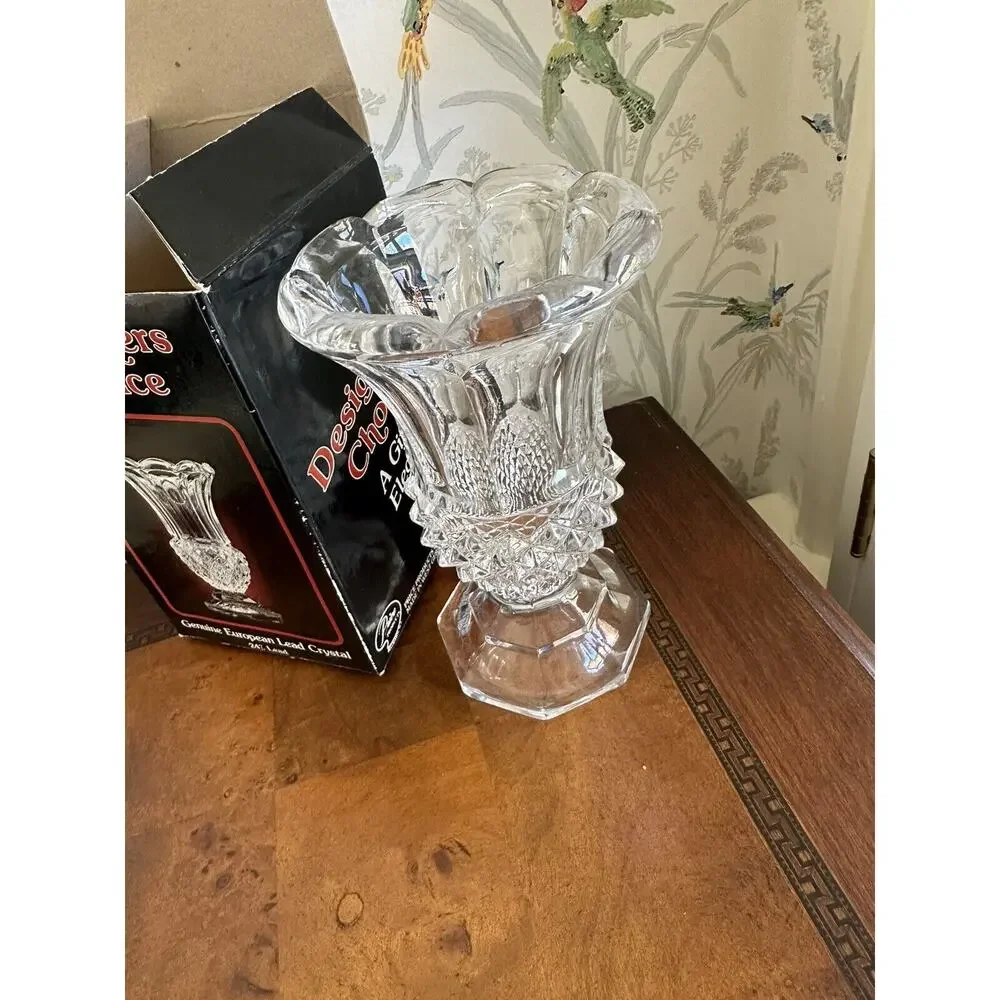 24% Lead Crystal Vase 7” Designers Choice Price Products Made In Germany Vintage